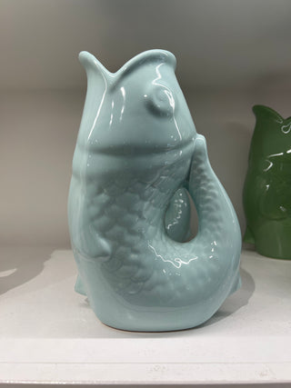 Vase poisson bleu givrée
