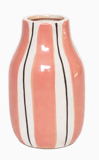 Vase rayé rose