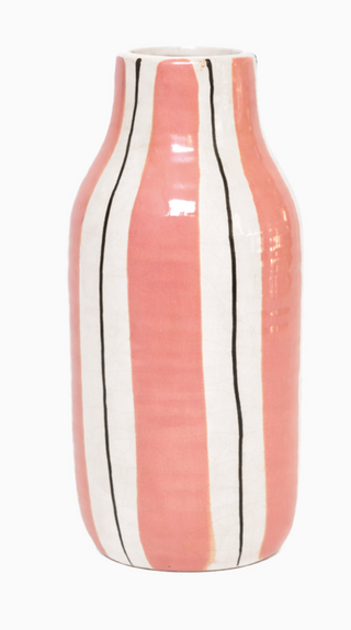 Vase rayé rose