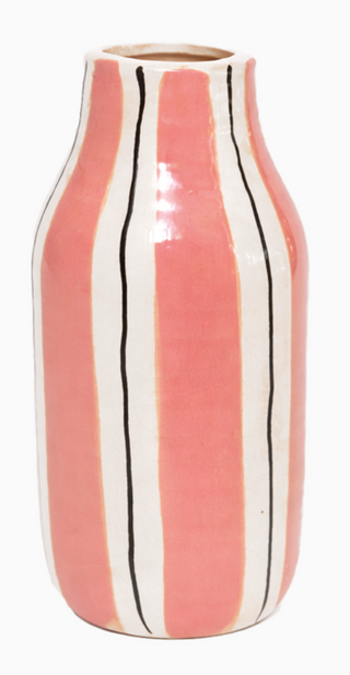 Vase rayé rose