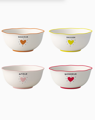 Set de 4 coupelles amour cœur D14 H6,2cm