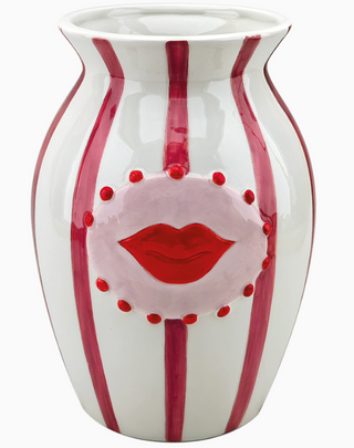 Vase bouche rayure rouge D16,1 H22,5cm