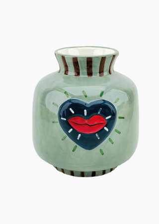 Vase cœur kiss bleu clair L12,7 P12,4 H13,7cm