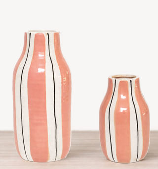 Vase rayé rose