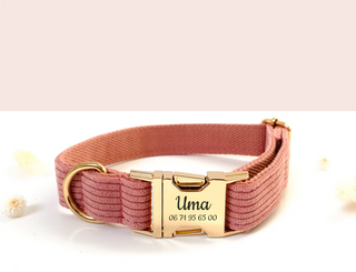 Collier velours côtelé - Corail