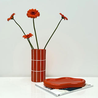 Vase carrelage - Rouge